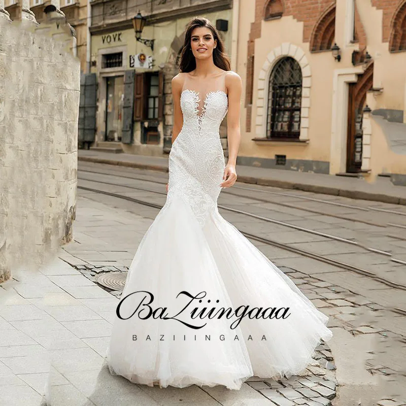 

BAZIIINGAAA Simple Wedding Dress Lace Little Beading Strapless Dress Luxury WeddingGowns Bridal Can Be Washed Bride Dresses
