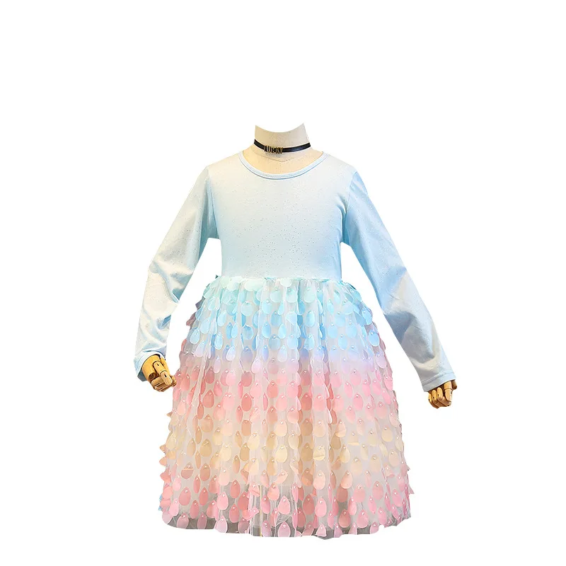 

Winter Kids Dresses For Girls Long Sleeve Children Clothing Flower Tutu Girls Casual Elegant Temperament Princess Party Dress