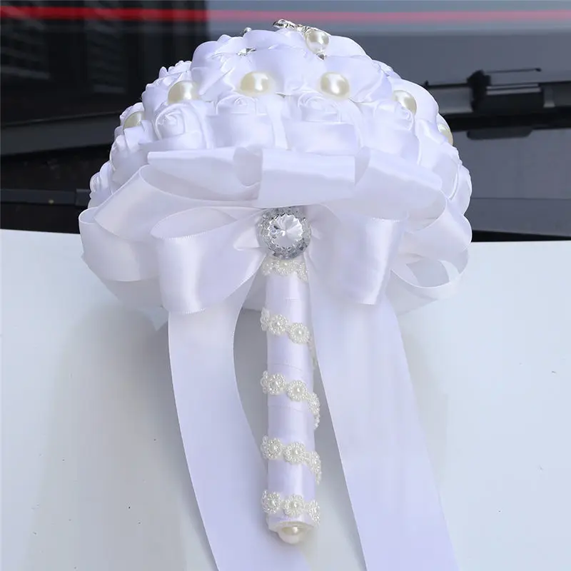 Великолепный Белый Шелковый букет невесты свадебные букеты с бриллиантами