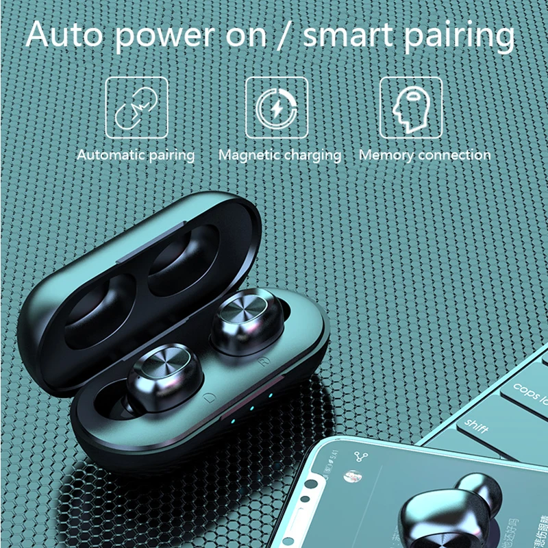 Мини наушники TWS с поддержкой Bluetooth 5 0 микрофоном и внешним аккумулятором на 3600 мА