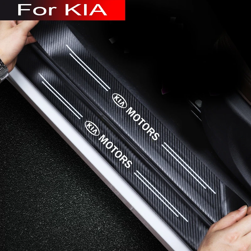 

4pcs Carbon Fiber Door Sill Protector Leather Vinyl Stickers