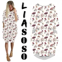 liasoso anime plant mushroom dress 2022 fashion summer ladies loose funny top wild long sleeve over the knee womens dress