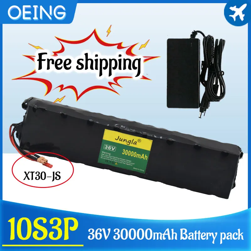 

36V 30Ah 10S3P Rechargeable Lithium Battery Pack with BMS, Suitable for Modified Scooter Electric Vehicle Battery XT30+Charger