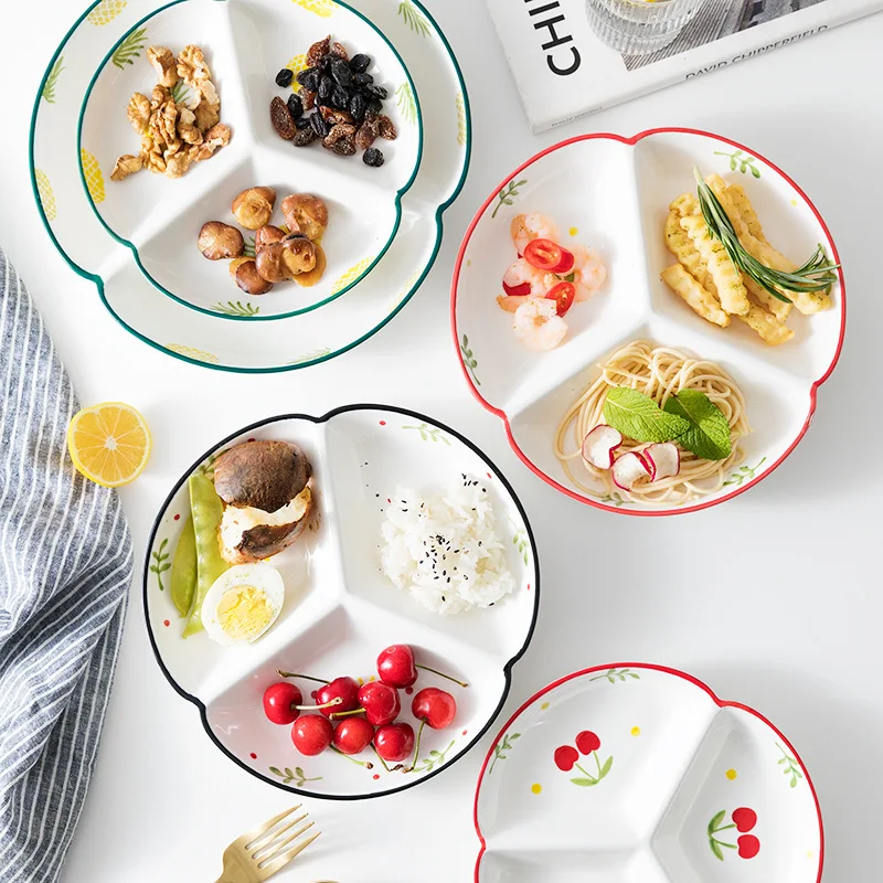 

Ceramic Tableware Dividing Plate Children's Dining Plate Breakfast Plate Creative Household Dish Platter Plate Separating Plate
