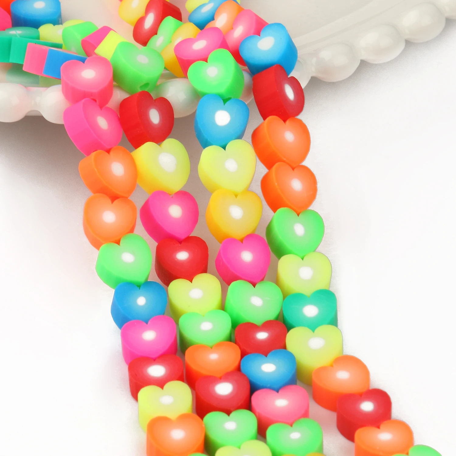 

40-100pcs/Pack Cute Heart Shape New Polymer Clay Spacer Loose Beads For DIY Necklace Bracelet Earring Jewelry Findings Making