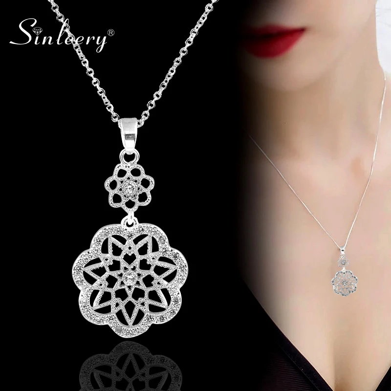 SINLEERY серия ювелирных изделий романтическое кружево полый цветок кулон ожерелье