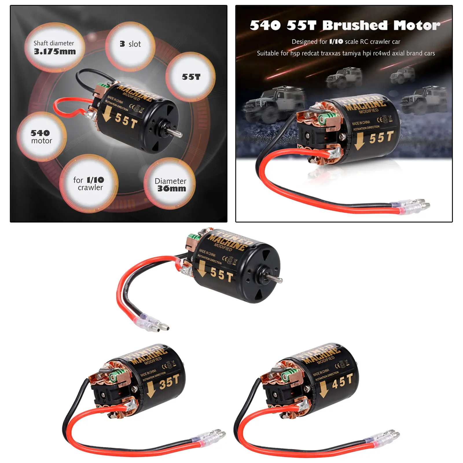 

Водонепроницаемый 1/10 540 матовый двигатель для SCX10 AXI03007 90046 4WD 1/10 внедорожный гусеничный восхождение Модель автомобиля запчасти для автомоби...