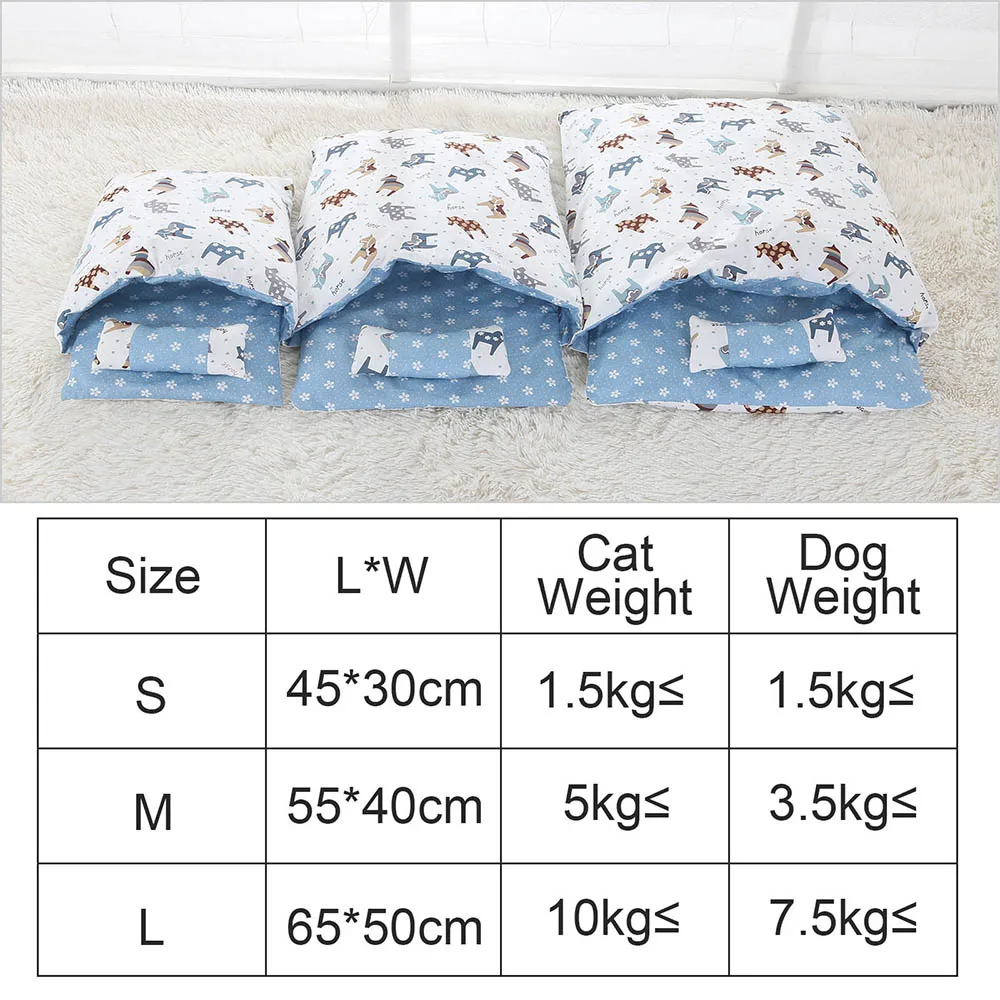 

Removable Dog Cat Bed Cat Sleeping Bag Sofas Mat Winter Warm Cat House Small Pet Bed Puppy Kennel Nest Cushion Pet Products