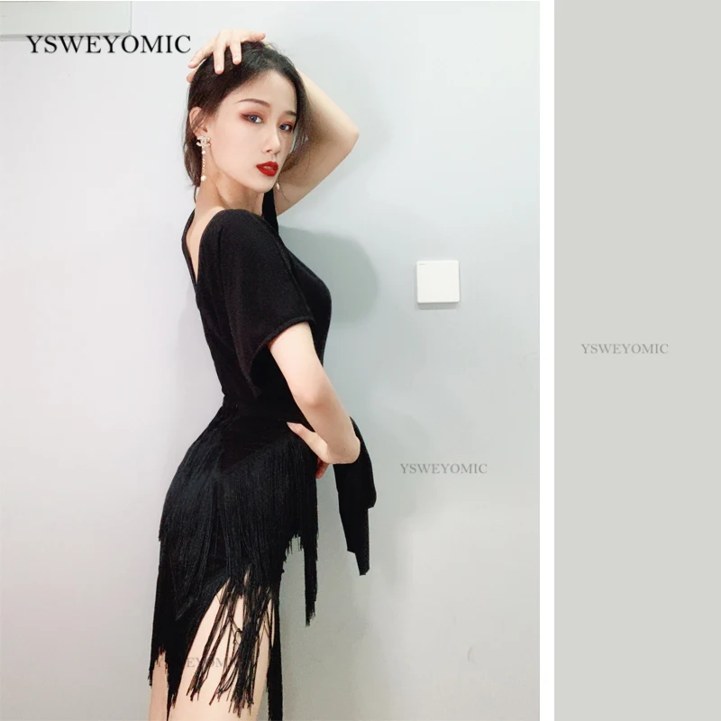 Women Practice Latin Samba Dance Dress Latin Dance Costume Adult Practice Latin Ballroom Dance Dress fringe Latin skirt For Girl