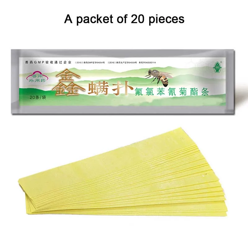 

20Pcs/Bag Varroa Strips Fluvalinate Bee Mite Killer Treatment Tool Beekeeping Pest Control HANW88