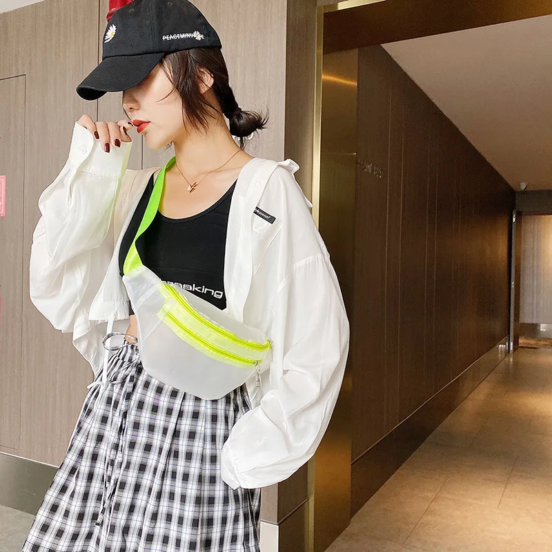 

Women Waist Bag Transparent pack Purse Casual Large Phone Belt Bag Pouch Travel Phone Bag Fanny Banana Bag Hip Pockets