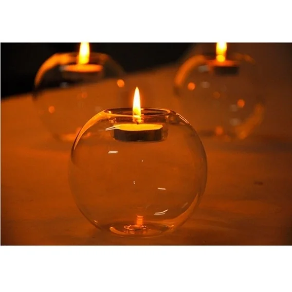 Europe style round hollow glass candle holder wedding candlestick fine transparent crystal dining home decor | Дом и сад