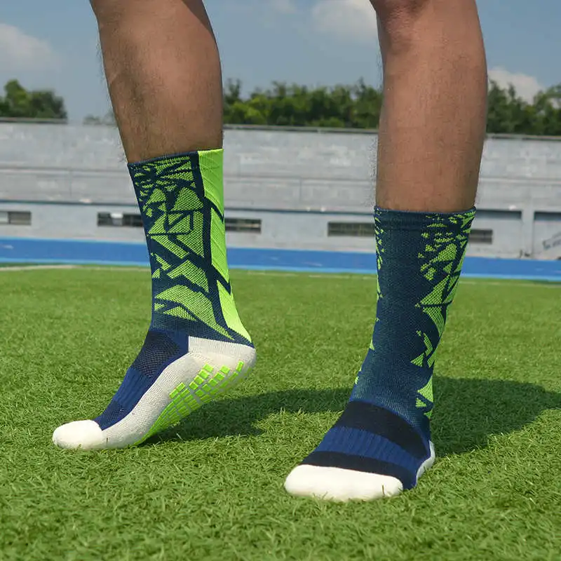 Camouflage Blue Спортивные носки, противоскользящие футбольные носки, утолщенные Дышащие футбольные носки для мужчин и женщин, носки для бега, велоспорта, пеших прогулок - Цвет: Camouflage Blue