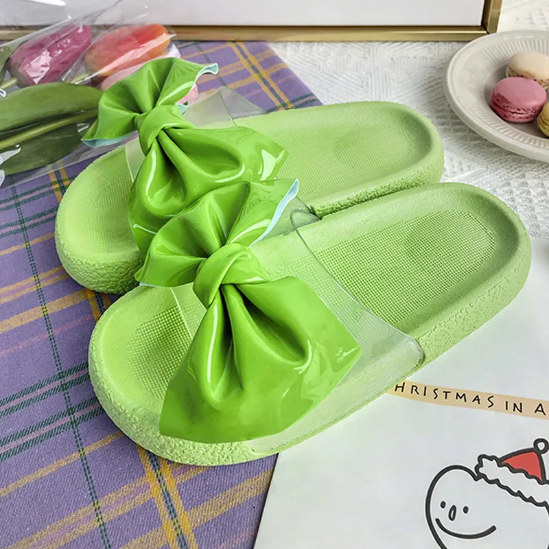 

Bowtie Flat Slippers Kids Solid Cute Princess Shoes Indoor Beach Mute Slippers Bowknot Soft Sole Comfy Toddler Girls Flip Flops