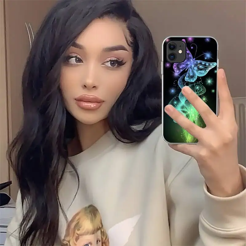

flying Colorful butterfly Black art Phone Case For iphone 12 mini 5 5s 5c se 6 6s 7 8 plus x xs xr 11 pro max
