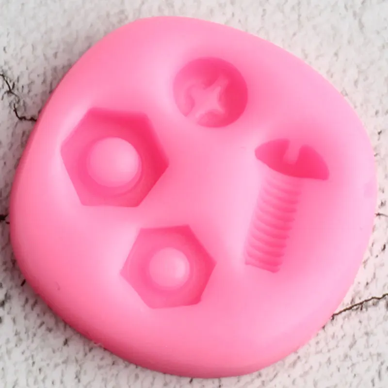 3D Screw Nut Silicone Mold Industrial Steampunk Hardware Fondant Molds DIY Cake Decorating Tools Clay Candy Chocolate Moulds