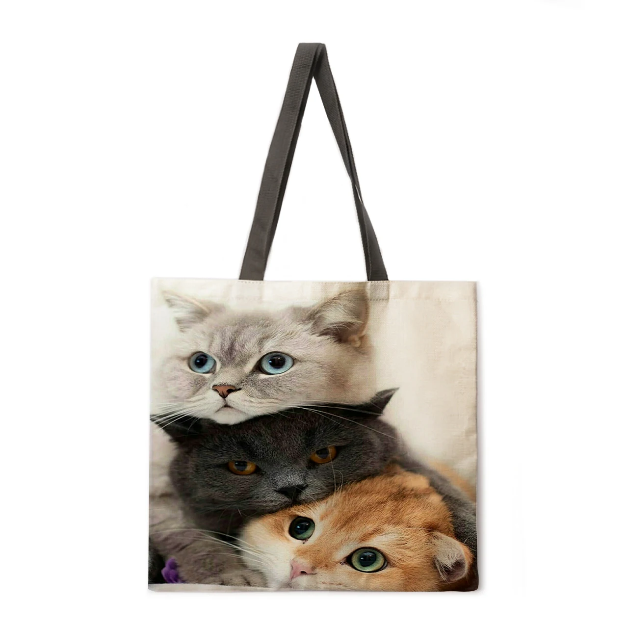 

Playful kitten print handbag casual handbag beach bag ladies shoulder bag foldable shopping bag reusable fashion bag
