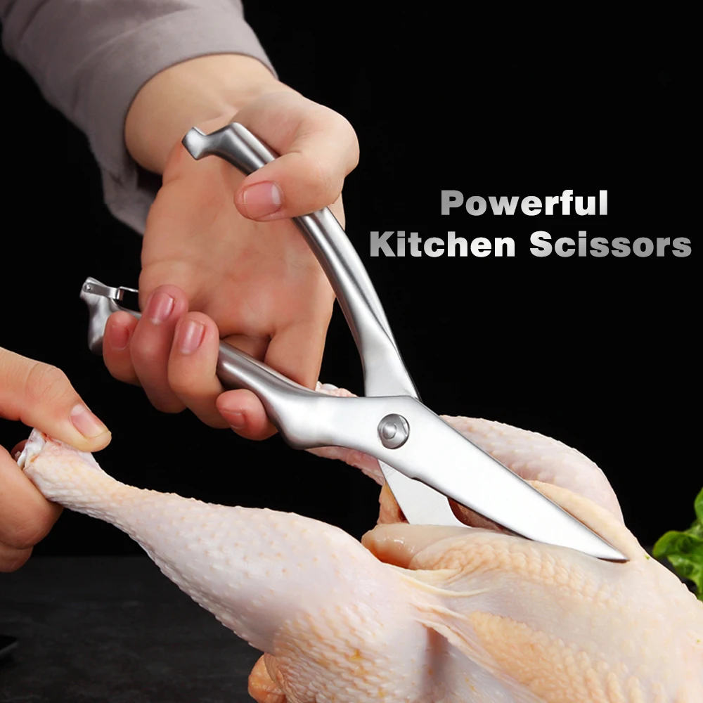XITUO Stainless Steel Kitchen Scissors Powerful Chicken Bone Scissors Cook shear Fish Duck cut Chef Scissors knife tool