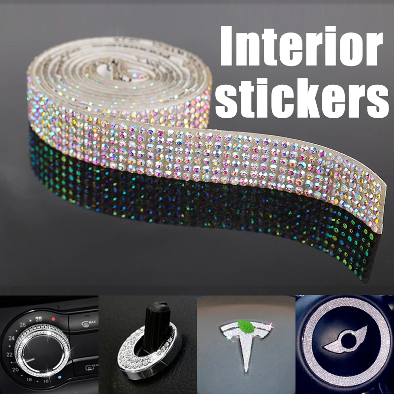 

Car Rhinestone Sticker Interior Decal Self-Adhesive Rhinestone Diamond Ribbon DIY Decoration Logo Stickers Car Accessories
