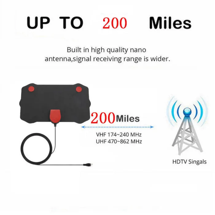 200 Миля Диапазон Внутренняя антенна ТВ цифровая HD Skywire цифровая HD ТВ 1080p антенна H-best