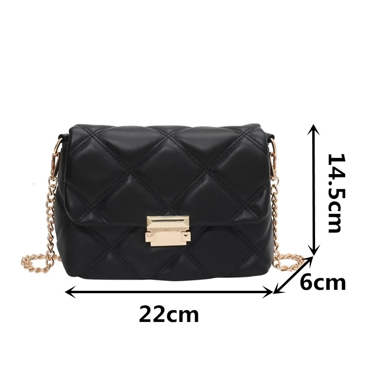 

Small Diamond Lattice Chain Crossbody Bag Women Leather Handbag Trendy Plaid Messenger Bag Lady Quilted Flap Shoulder Bag