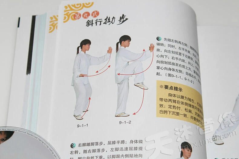 Книга о тайцзицюань содержит национальный стандарт 56 движений с DVD обучением