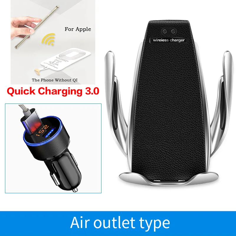 For Iphone 360 Вращение быстрая Беспроводная зарядка Автомобильный держатель для телефона Qi автомобильное беспроводное зарядное устройство для iPhone Xs Max XR X samsung Xiaomi Универсальный - Цвет: For Iphone
