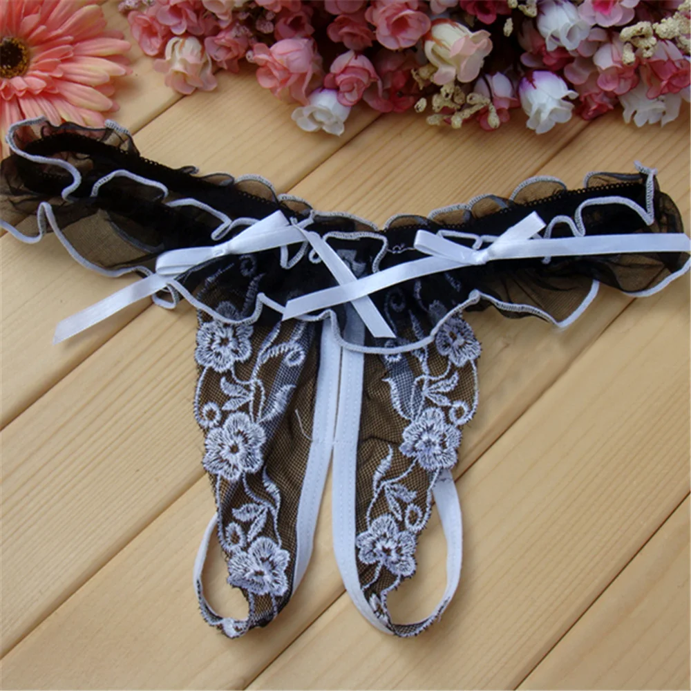

Open Crotch Transparent Underwear Seduces Women's Feeling One Size Fits All Underwear Cute Lace Thong Real Life Photo 2016