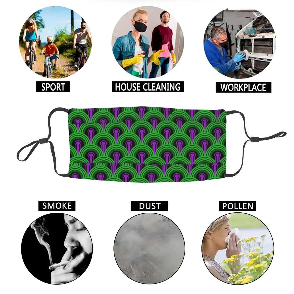 

Room 237 Washable Face Mask Unisex Adult Geometric Pattern Anti Haze Dustproof Protection Cover Respirator Mouth Muffle