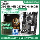 Комплект материнской платы JINGSHA X99 E8I с E5 2678V3 и 8 шт. 16 Гб DDR4 2400 МГц ECC REG ОЗУ с поддержкой Turbo Boost