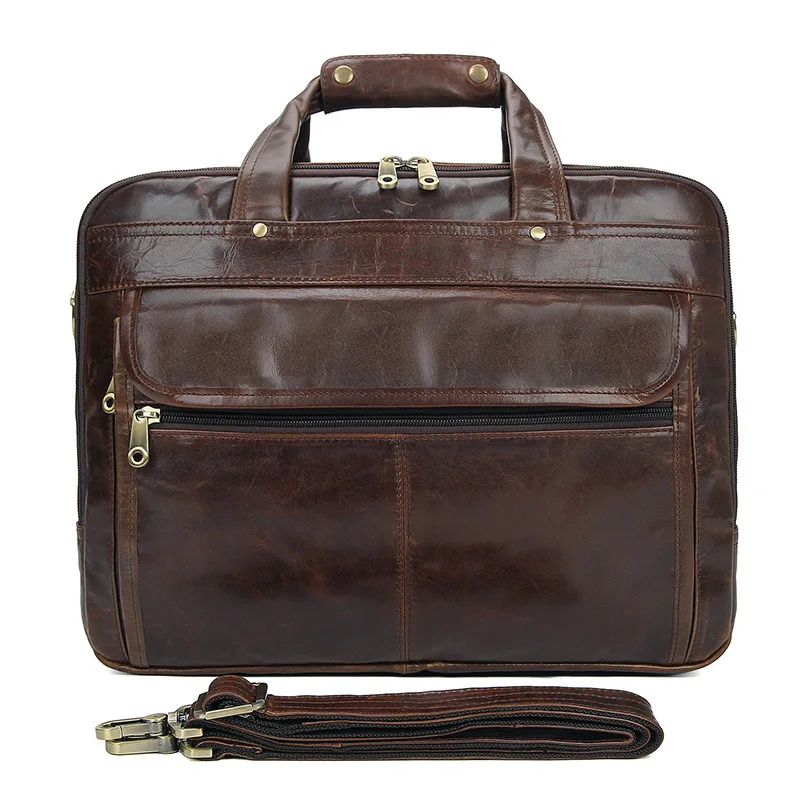 Men's Briefcases Genuine Leather Laptop Bag Large Capacity Business Messenger Bags Office Male Tote Travel Handbag