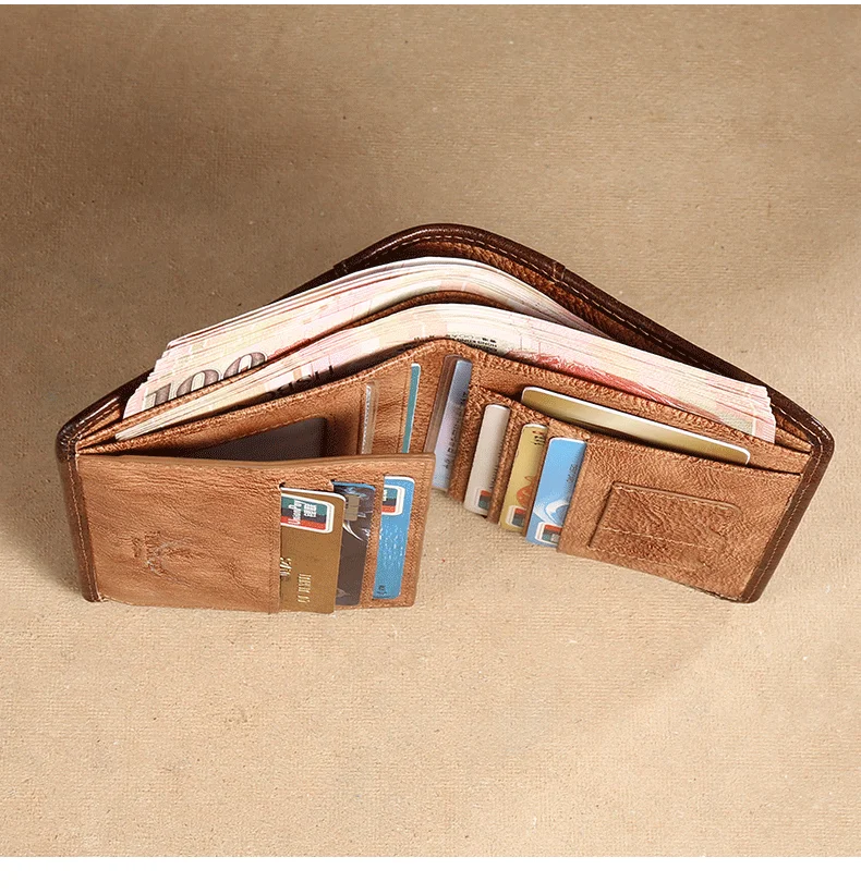 RFID Блокировка безопасный Натуральная кожа маленький мужской кошелек Винтажный