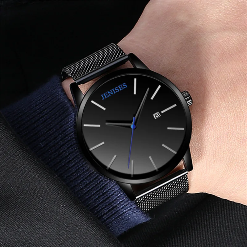 Мужские брендовые деловые повседневные часы JENISES модные трендовые