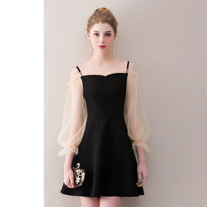 Платье с коротким рукавом черное белое кружевное 2019 | Свадьбы и торжества