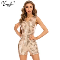 sexy vintage sequin summer playsuit women jumpsuit casual party bodysuit night club outfits womens rompers playsuits jumpsuits