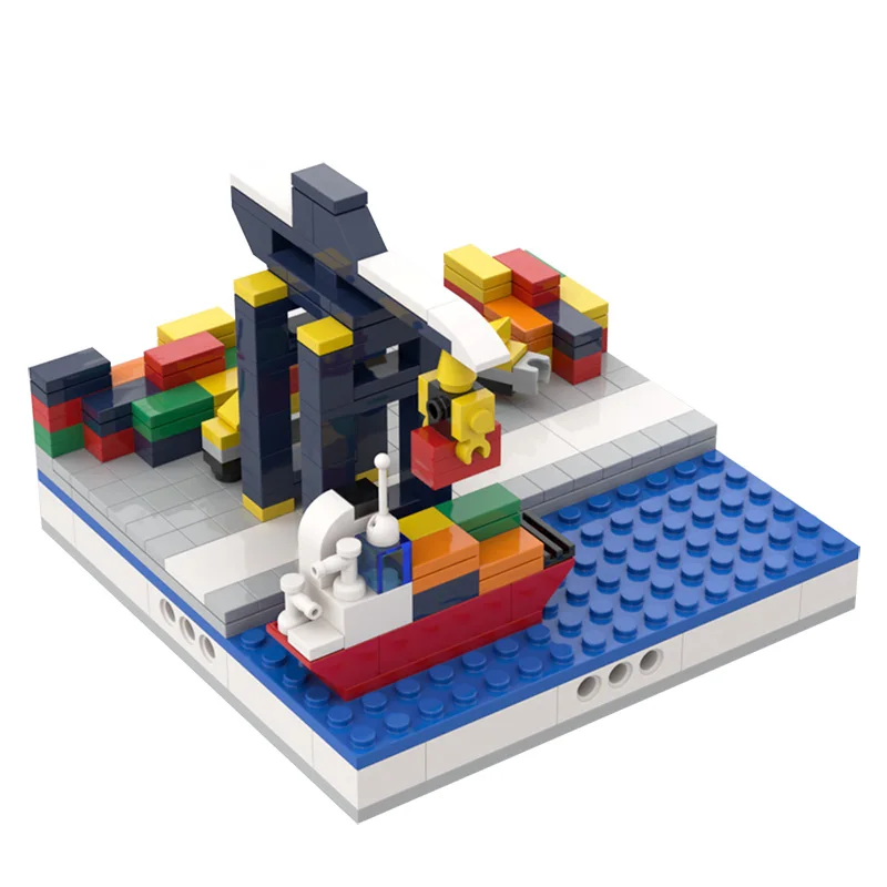 

Mini Port Modular City 299pcs Creative Building Blocks Bricks Gifts Children Model Toys Collection Building MOC Architecture