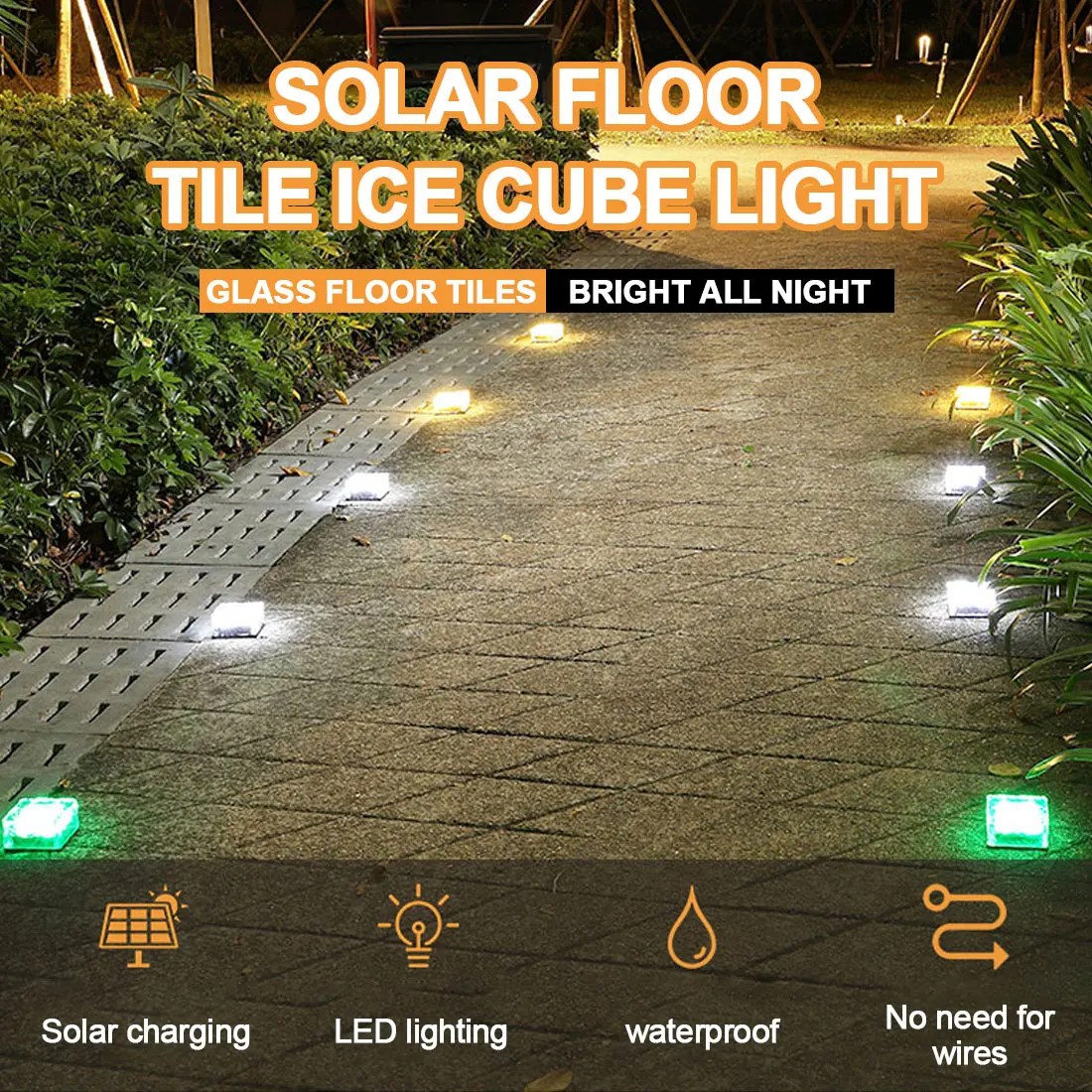 

The New Hot Solar Glass Brick Light - Solar Ice Cube LED Light - Crystal Brick Stone Lamp Garden Courtyard Pathway Patio Pool