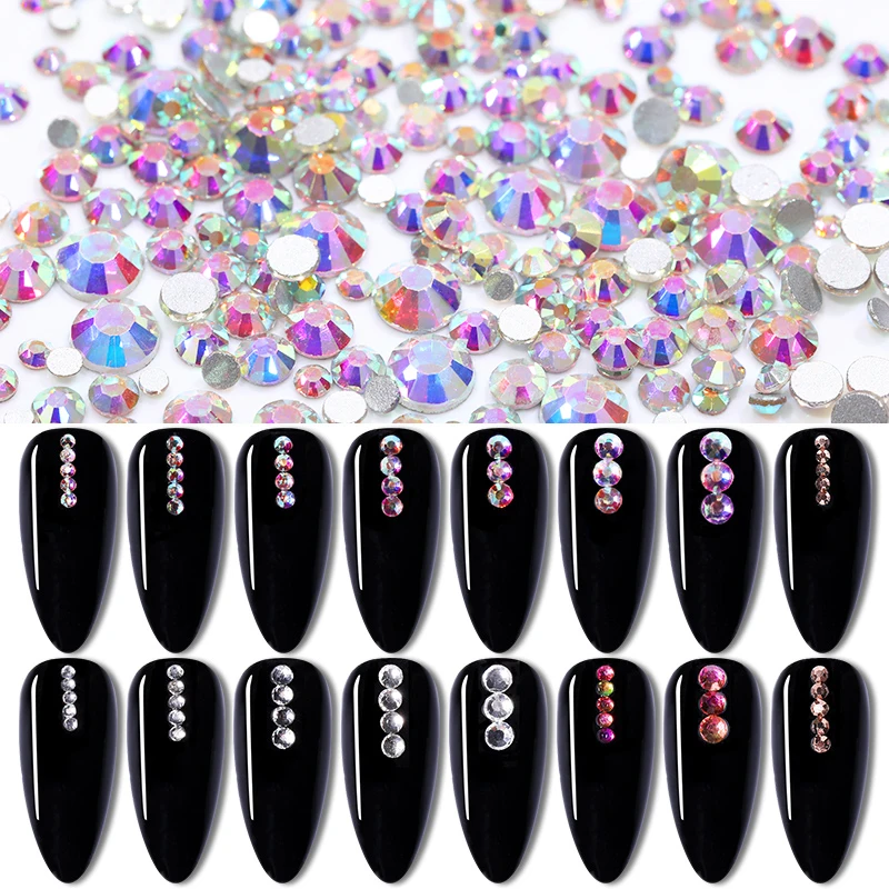 

1440pcs/pack High Light Nail Rhinestones Crystals AB Clear Nail Charms Flatback Nail Stones Jewelry for Nails 3D Nail Art Gem