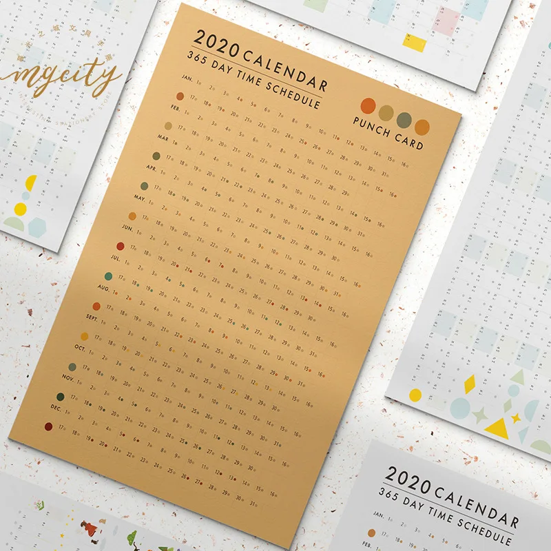 1 шт. милый календарь 2020 настенный повестка дня год ежедневный план пробивания