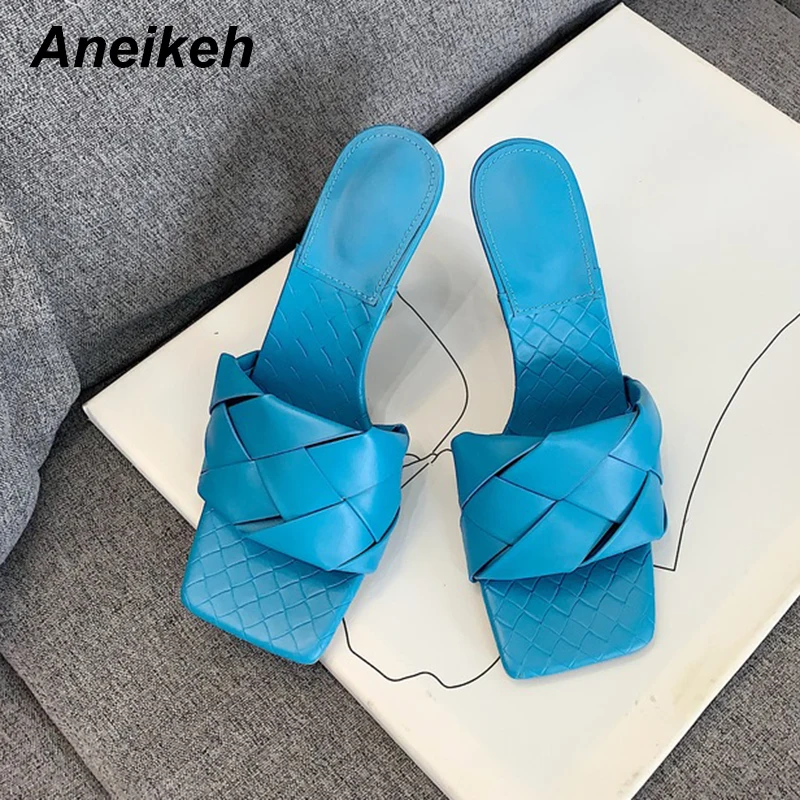 Новинка 2021 летние модные женские шлепанцы Aneikeh с квадратным носком сандалии на