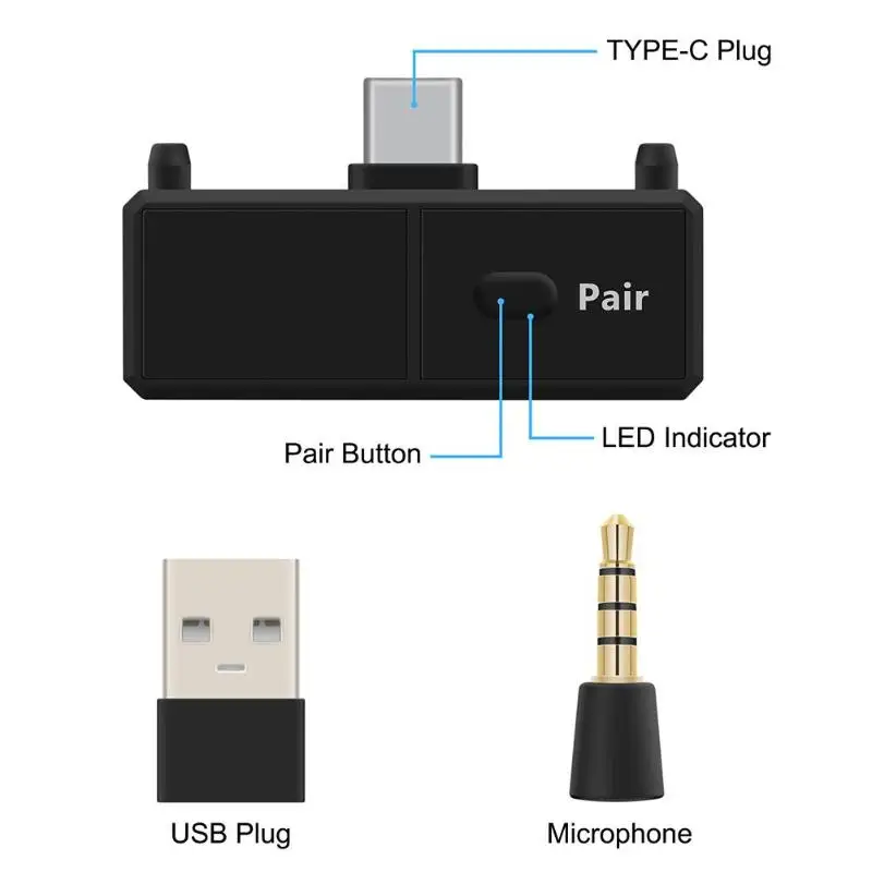 Durable Bluetooth Adapter Delicate Texture Bluetooth 5.0 USB Type-C Audio Transmitter Adapter for Nintend Switch PS4 TV PC