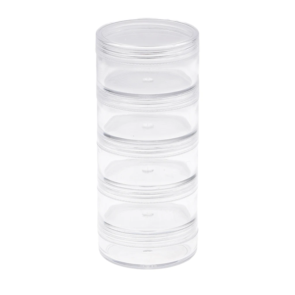 

Transparent Plastic Cosmetic Storage Containers Clear Makeup Stackable Small Jar 5 layer For Beads Crafts Findings Small Items