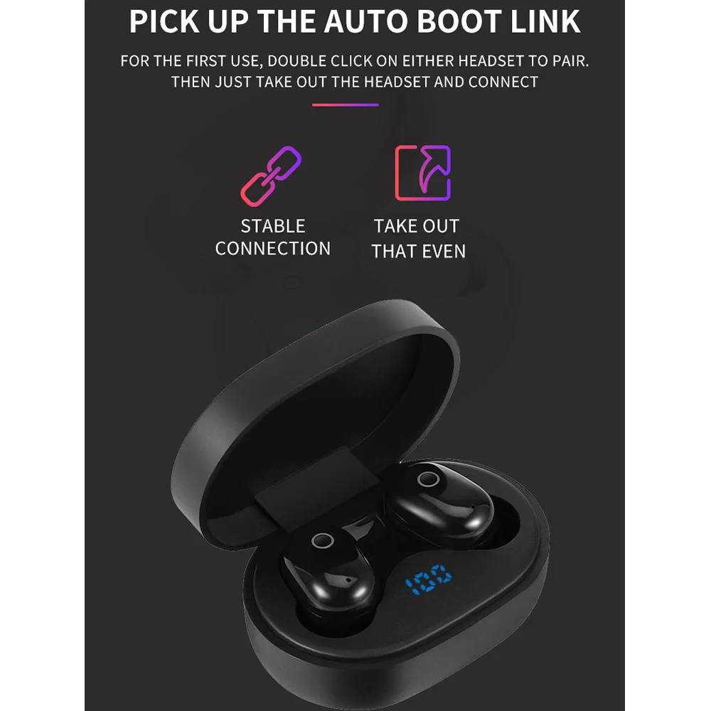 Bluetooth V5.0, беспроводные наушники, стерео Спортивные Беспроводные наушники, наушники, гарнитура, 2000 мАч, мощность для iPhone, Xiaomi