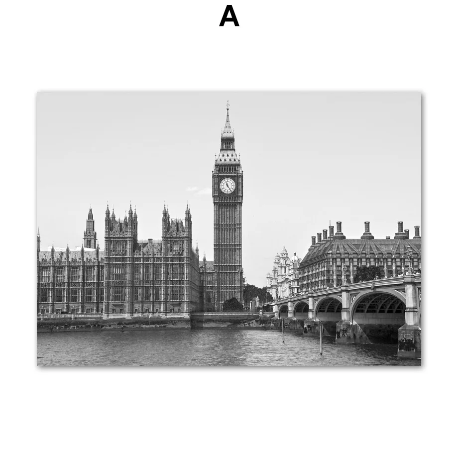 

Paris Tower London Bridge Wall Art Canvas Painting Nordic Posters And Prints Black White Wall Pictures For Living Room Decor