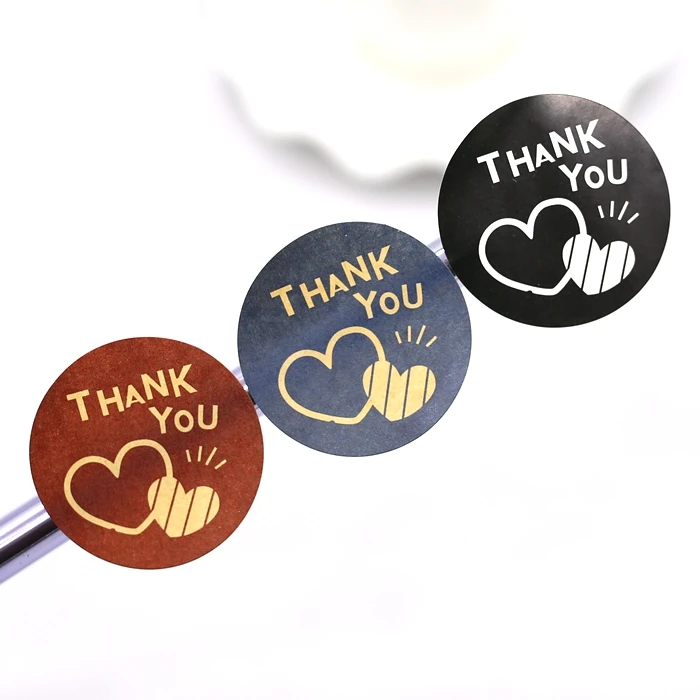 Коричневый синий черный Круглый спасибо наклейки подарочные бумажные