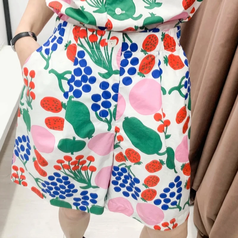 Шорты женские с тропическим принтом фруктов повседневные свободные Модные