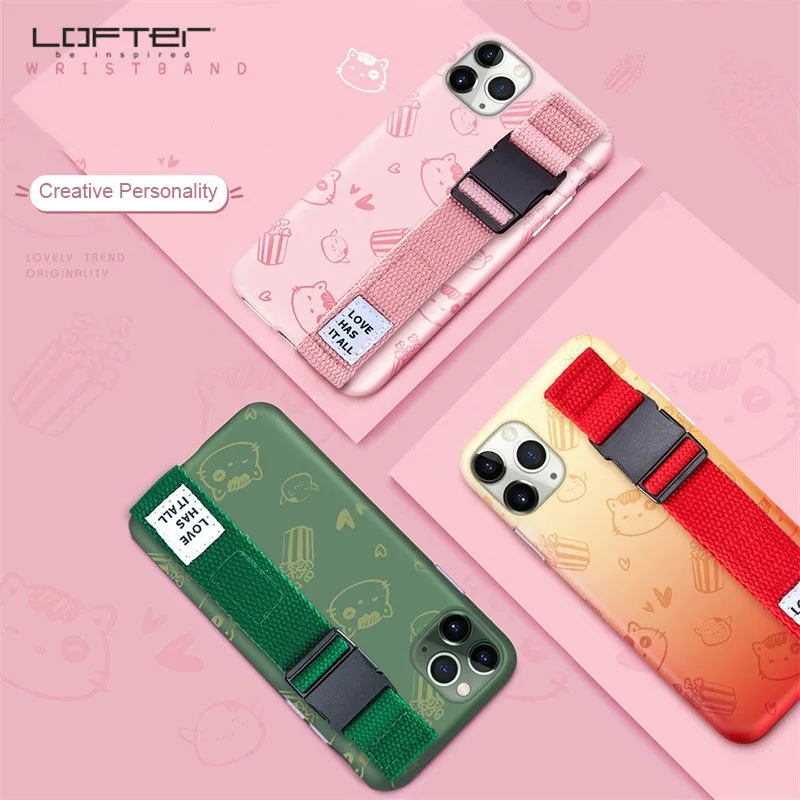 

Cartoon Wristband Phone Case For Apple iPhone 11 Pro 11 Pro MAX PC Soft TPU Back Cover For iPhone 11 Cute Lovely Case Coque