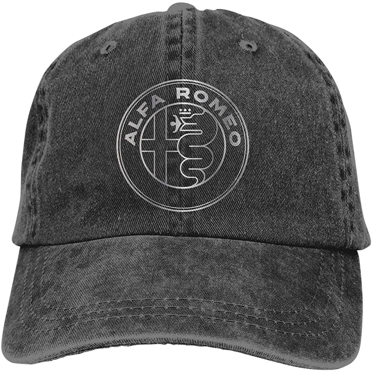 

Nyanhif Custom Alfa Romeo - Metallic Grey Logo Funny Hip-pop Caps for Man Black