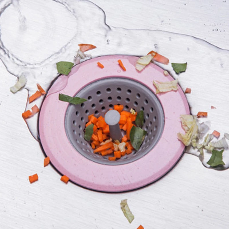 

1Pc Sink Strainer Silicone Wheat Straw Kitchen Bathroom Anti-blocking Tools Sink Drain Round Floor Drain Cover Plug Water Filter