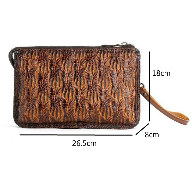 

Bestform Retro Men Clutch Bags Genuine Leather Handmade Embossed Hand Bag First Layer Cowhide Male Fashion Envelope Bag